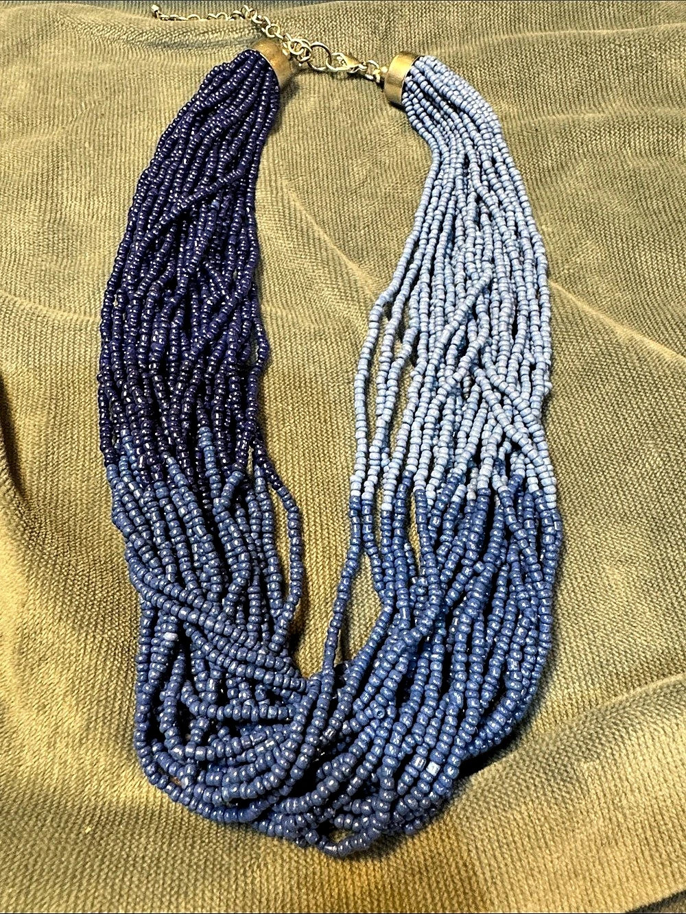 Multistrand Ombré Blue Beaded Necklace